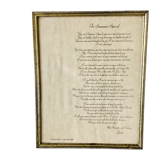 Framed Vintage Dedication Poem, 1988 - Picture 1 of 6